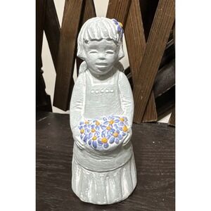 Isabel Bloom 5.5" Tall with Flowers Statue—Blue Gray Small Chip On One Wing 2014